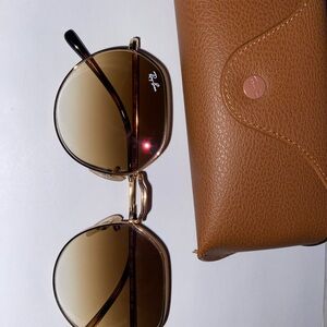 Ray-Ban Gold and Brown Sunglasses with Case